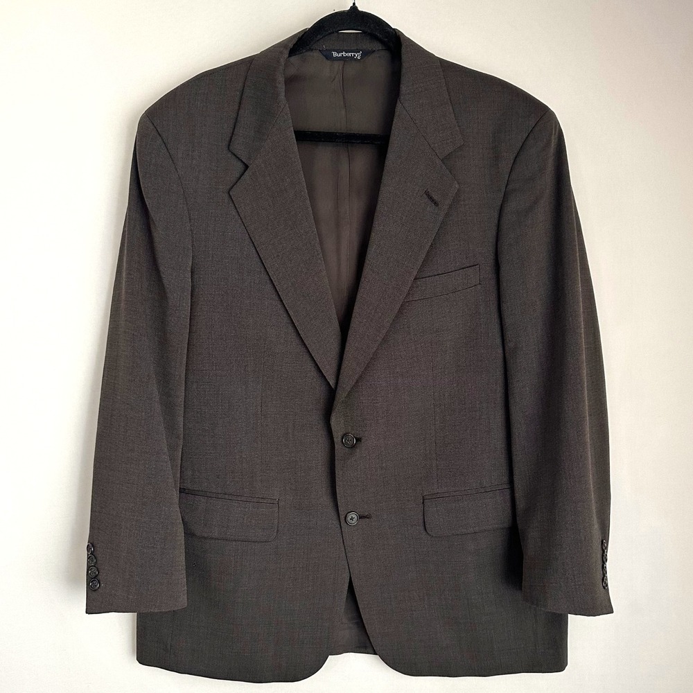 Vintage‎ Burberrys Pure Wool Blazer Men's Brown Two Button Jacket 40R Union Made